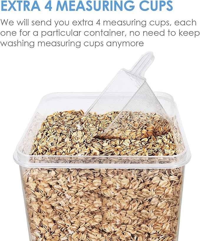 Vtopmart Food Storage Containers 2.5L / 84.5oz, 4 Pieces BPA Free Plastic Airtight Canister for Flour, Sugar, Baking Supplies, with 4 Measuring Cups and 24 Labels, Blue