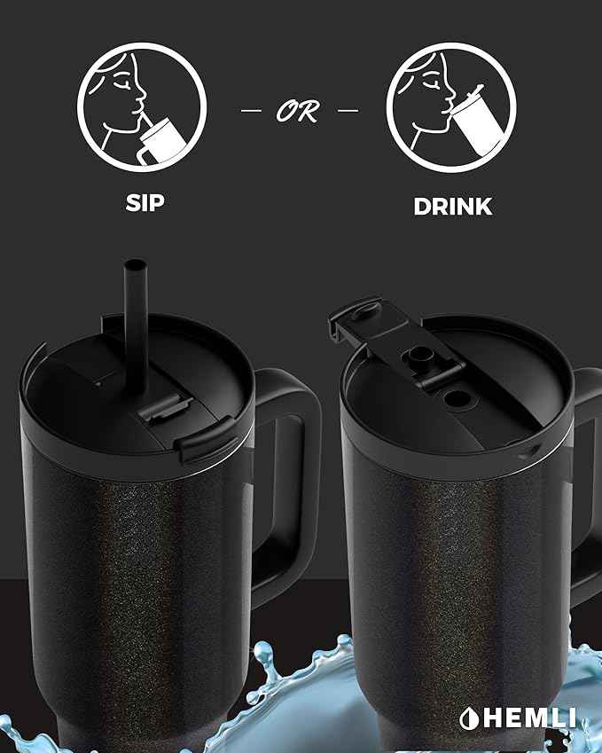 40 Oz Tumbler with Handle and Straw, Insulated Stainless Steel Tumbler with Leakproof 2-in-1 Lid, Reusable and Portable Water and Coffee Travel Mug