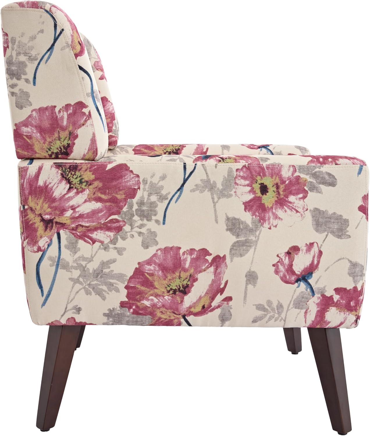 UIXE Floral Accent Chair, Modern Upholstered Armchair in Fabric for Living Room, Comfy Club Arm Chairs Single Sofa Button Tufted Bedroom Reading Seat - Pattern White, Set of 2