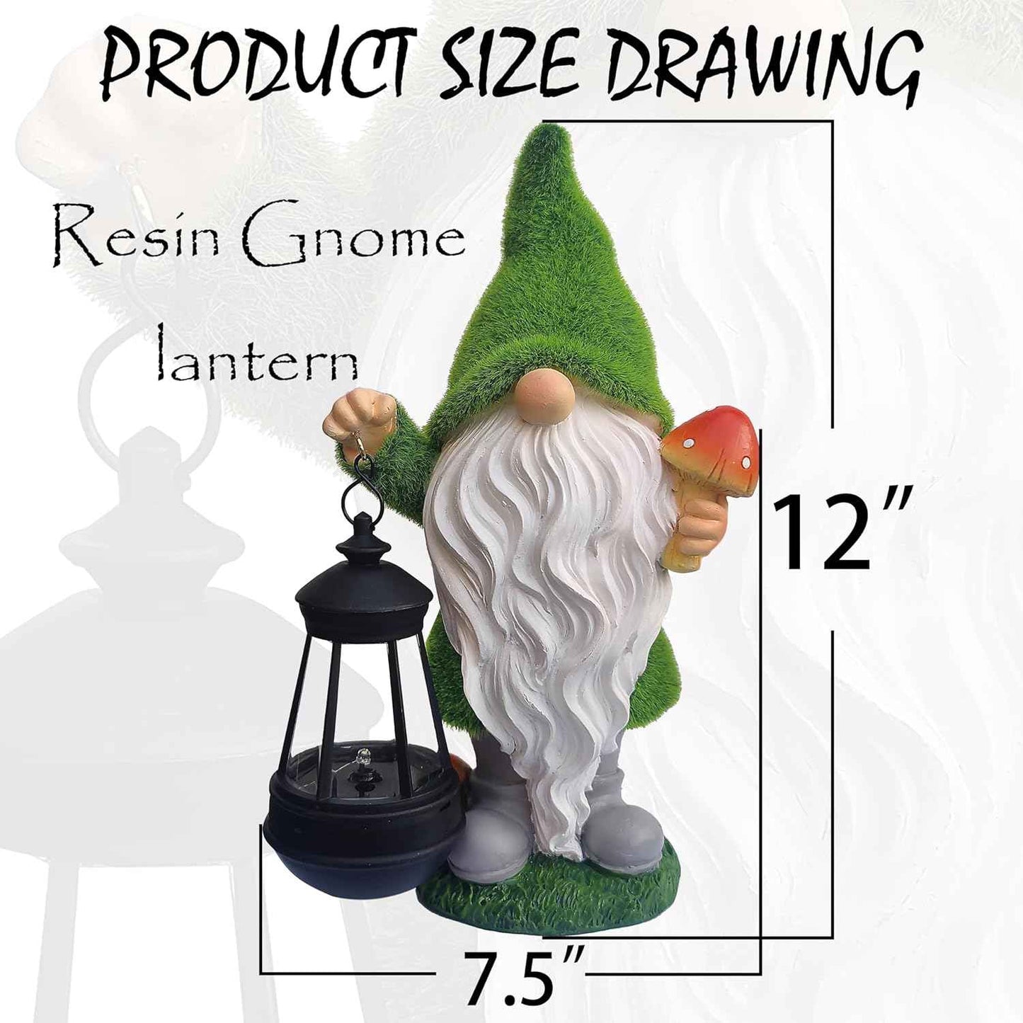 Gnomes Solar Garden Statues,Resin Gnome Figurine Decorations Holding Mushroom and Solar Lights Lantern, Outdoor Figurines Lawn Garden Statue Decor Art for Lawn,Yard, Balcony Ornament.