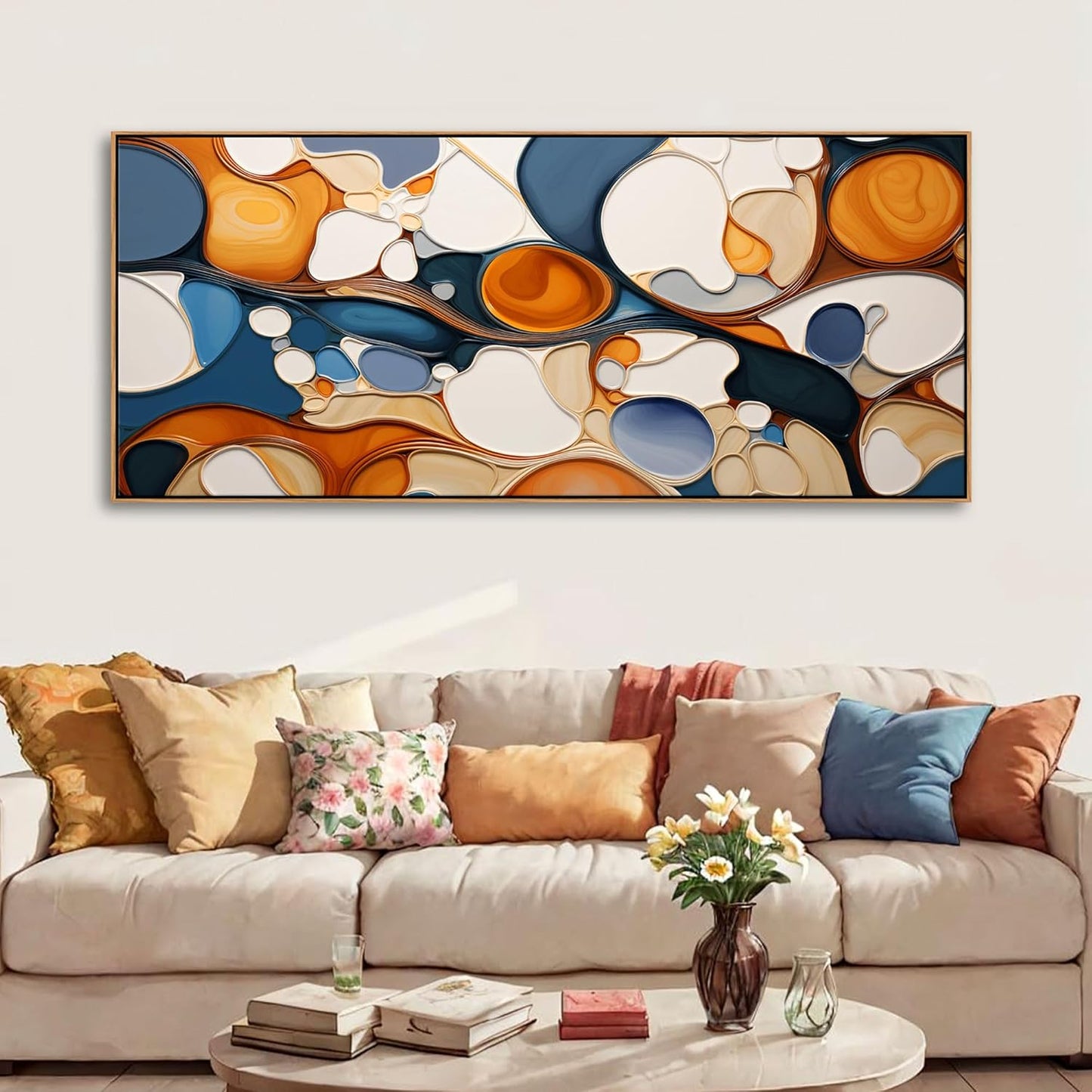 Mofutinpo Large Abstract Canvas Wall Art - Framed Wall Decor for Living Room, Bedroom, Office - Modern Colorful Wall artwork, Bedroom Aesthetic Room Decorations, Oil Painting pictures
