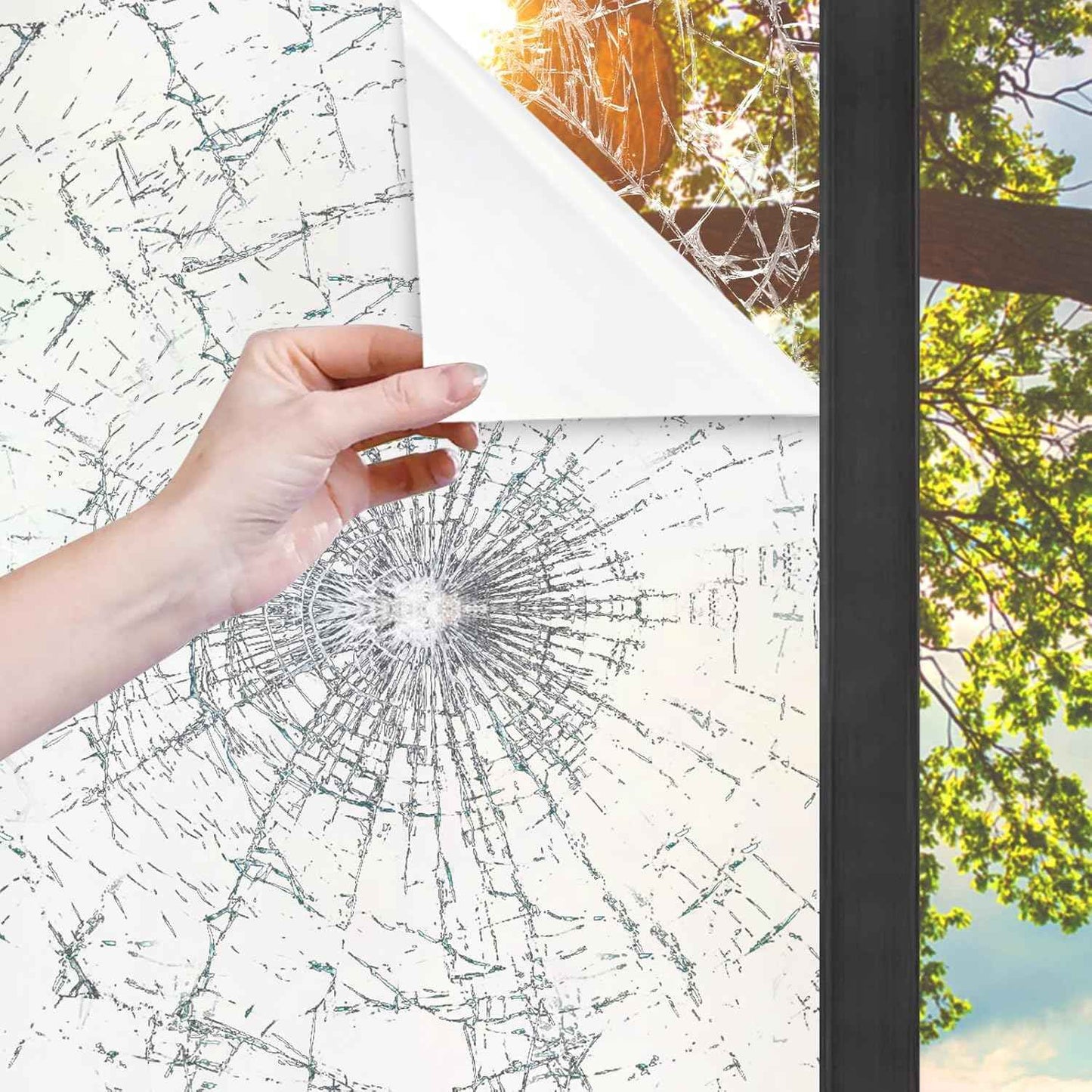 White Frosted Glass Window Film 17.5in X 9.84ft, Shackcom Security Tempered Glass Film Adhesive Anti-Shatter Privacy Window Film for Home, Office and Car (White Frosted)