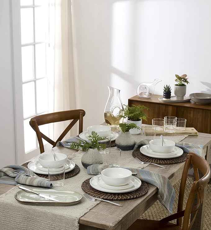 Oneida Dinnerware Set, 24 Seven White 18-Piece Dinnerware Set, Service For 6, Porcelain Material, Dishwasher And Microwave Safe, Bowls, Plates And Bowls, Dinner Dishes, Plates, Home (White, 18 Piece)