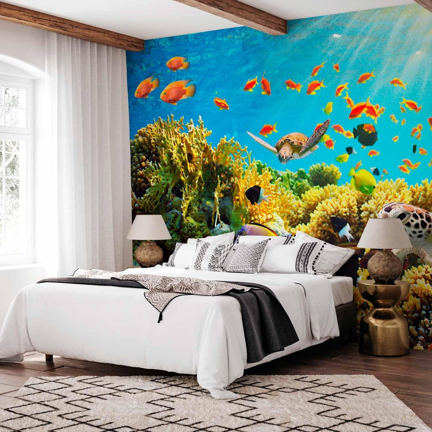 artgeist Wall Mural Underwater World 216x98 in - XXL Non-Woven Corner Wallpaper Fleece Angle Wall Decor Photo Print Picture Image Design Modern Ocean Fish Aquarium b-A-0002-a-b