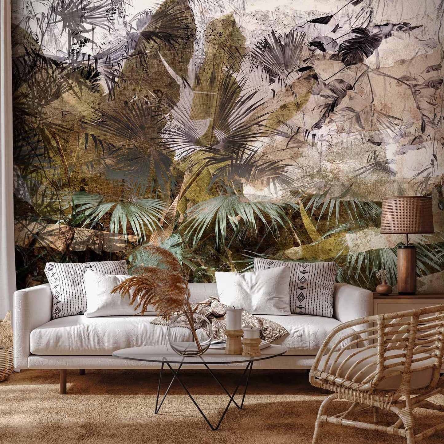 artgeist Wall Mural Tropical Leaves 197x138 in - XXL Non-Woven Wallpaper Fleece Wall Decor Photo Print Picture Image Design Jungle Nature Palm Leaves Like Painted b-C-0789-a-a