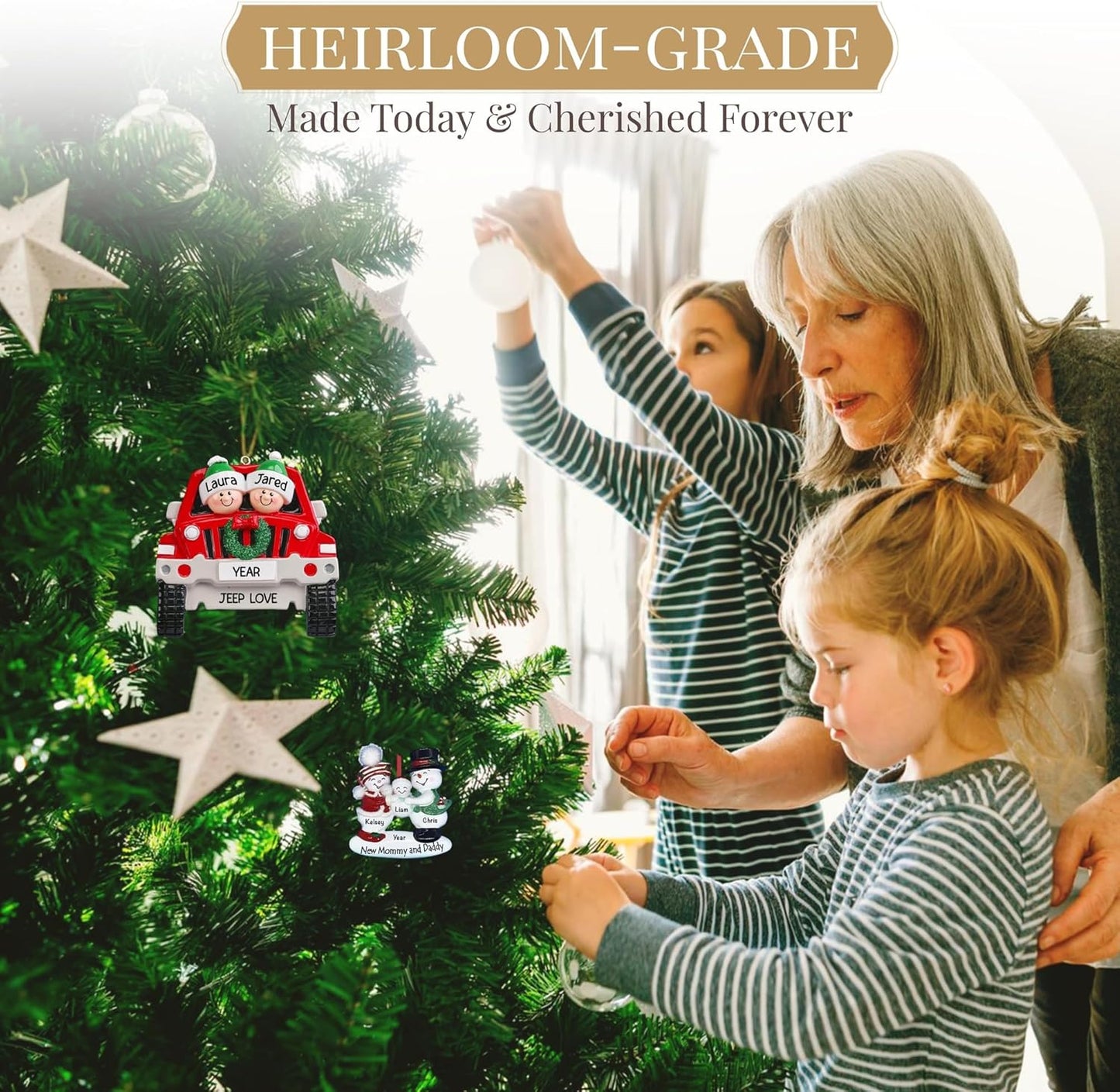 Personalized Large Family of 8 Ornament 2025 | Free 24h Customization | Laser Engraved Snowman Christmas Ornaments for Tree | Custom Gift Wrapped Festive Holiday Keepsake for Eight Persons