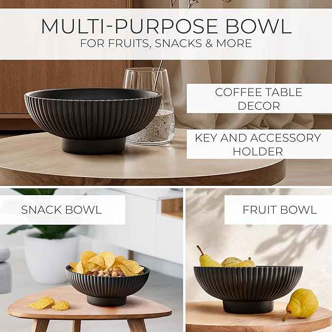 Decorative Concrete Fruit Bowl For Kitchen Counter Or Table Decor – Premium Quality Large Key Bowl Elevates Your Modern/Farmhouse Home Decoration, Showcasing Fruit or Seasonal Centerpieces in Style