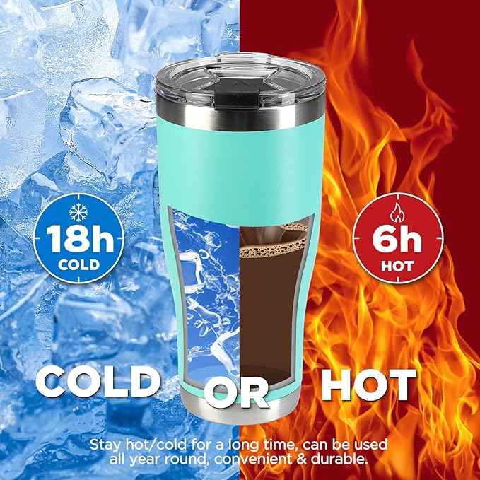 HAUSHOF 30 oz Tumbler, Stainless Steel Vacuum Insulated Coffee Tumbler Water Cup, Double Wall Travel Mug with Lid, Perfect for Hot and Cold Drinks