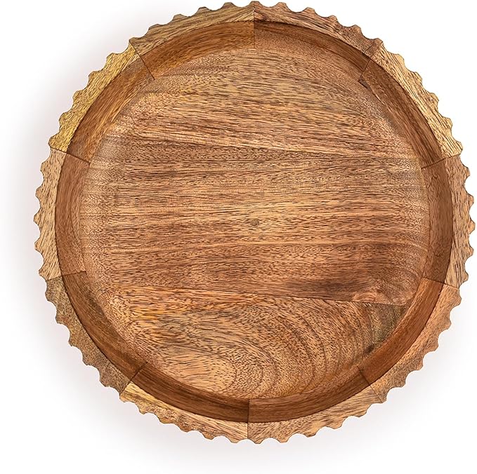 Kimona Fruit Bowls Wood Fruit Bowl or Decorative Bowl for Table Décor for Kitchen Counter or Farmhouse Christmas Centerpiece (10" X 10" X 2.5")