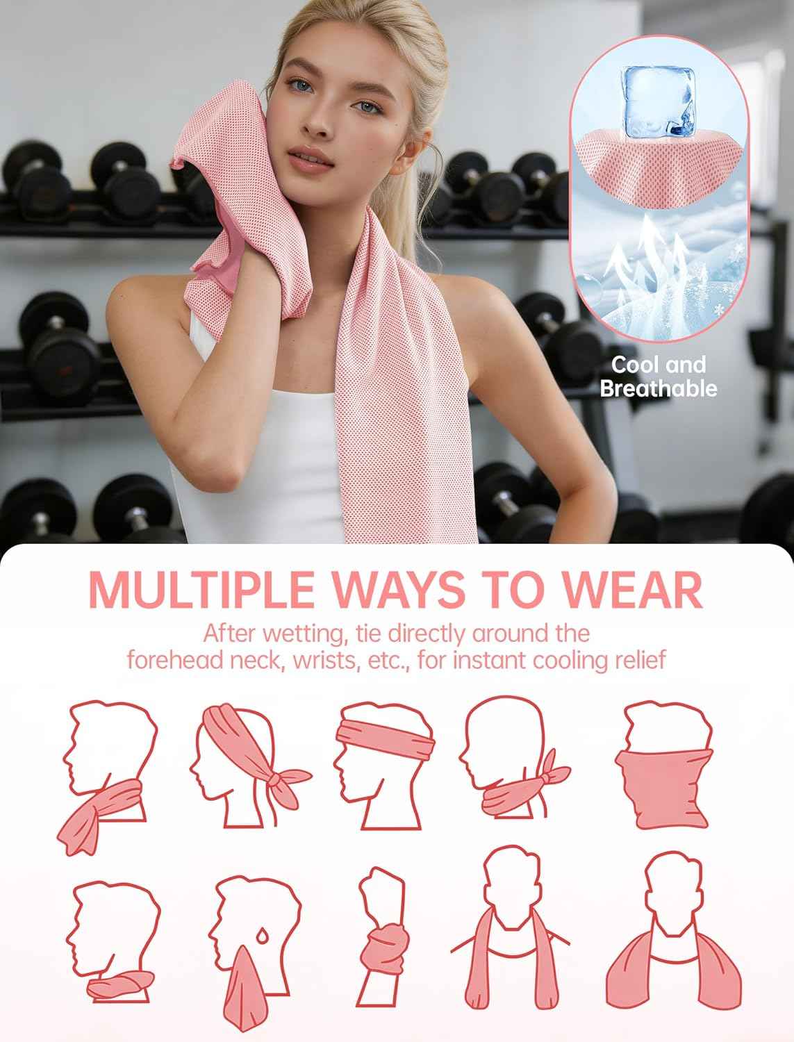 4 Packs Cooling Towels: Instant Cool Towel for Neck and Face Hot Weather UPF50 Quick Dry Microfiber Sweat Towels for Gym Workout Sports (40"x12")