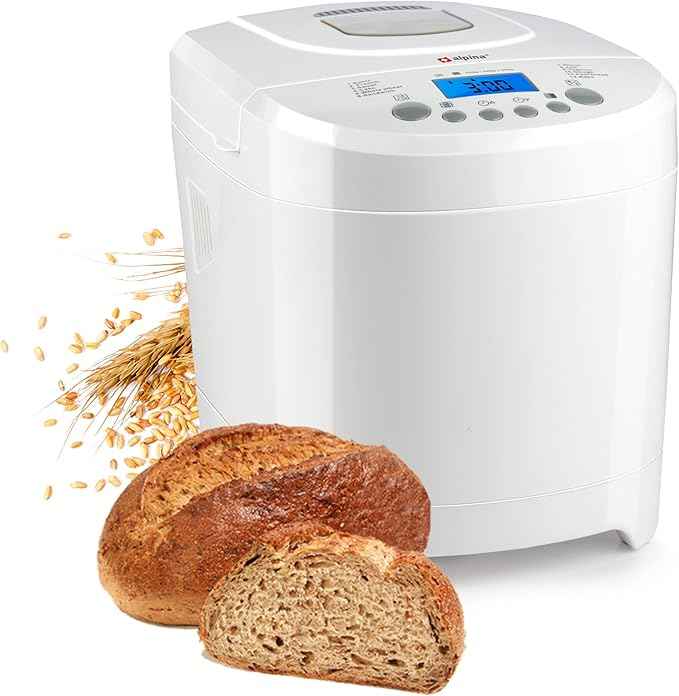 alpina Bread maker - Bread machine - small to large Breads: 450-680-900g - Timer - 12 Baking programs - also for Cake, Jam and Ketchup - 600W, White
