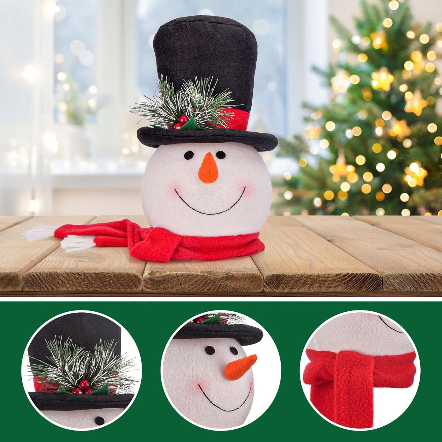 Christmas Tree Topper Snowman – Cute Hugger Santa Xmas Snowman Tree Topper, Christmas Tree Decoration for Holiday & New Year, Fits 4–7.5 FT Christmas Trees