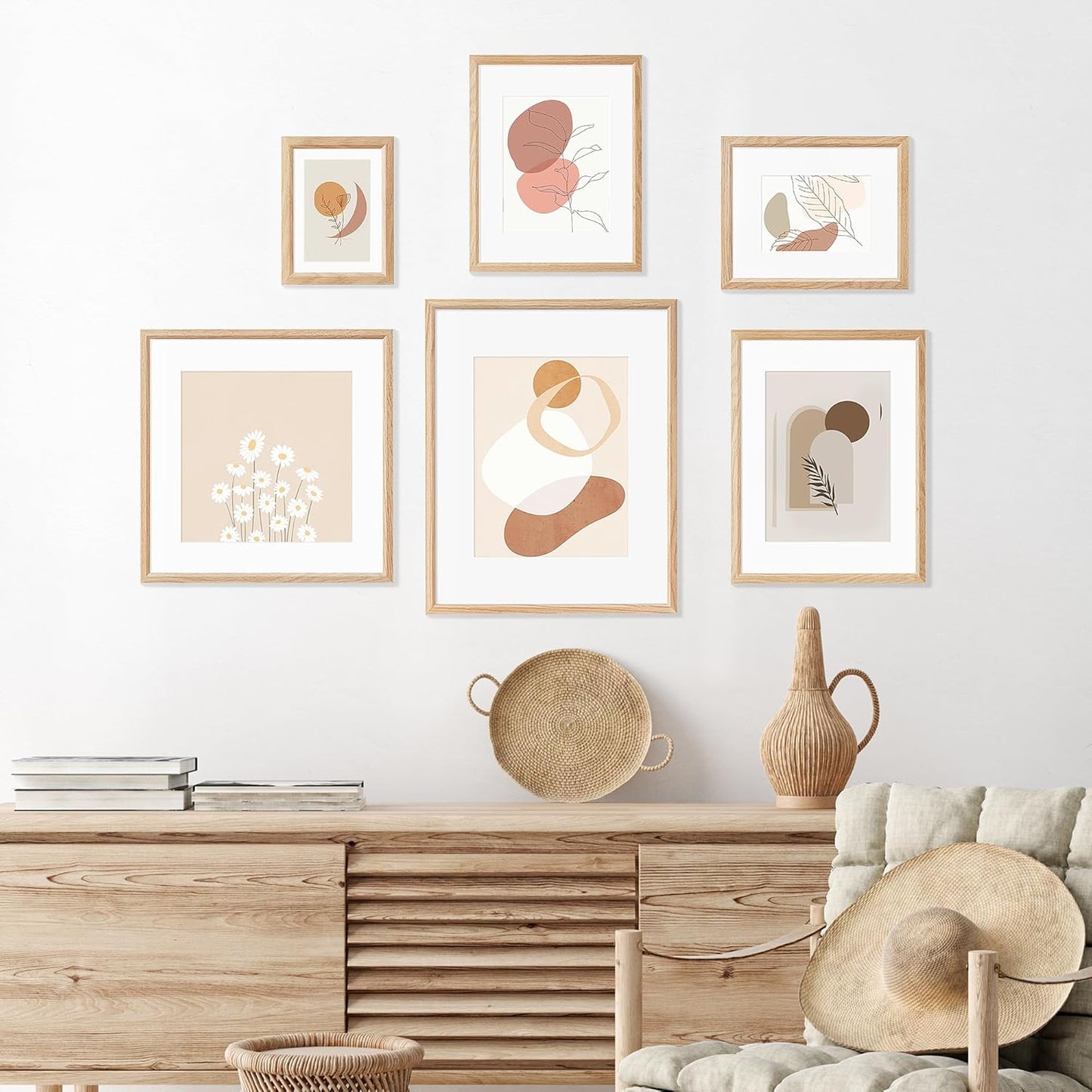 11x14 Picture Frame Set of 4 Natural Solid Oak Photo Frames with 8x10 Removable Mat Wall Hanging Large Handcrafted Frame with HD Plexiglass Wall and Tabletop Display Large Poster Frame