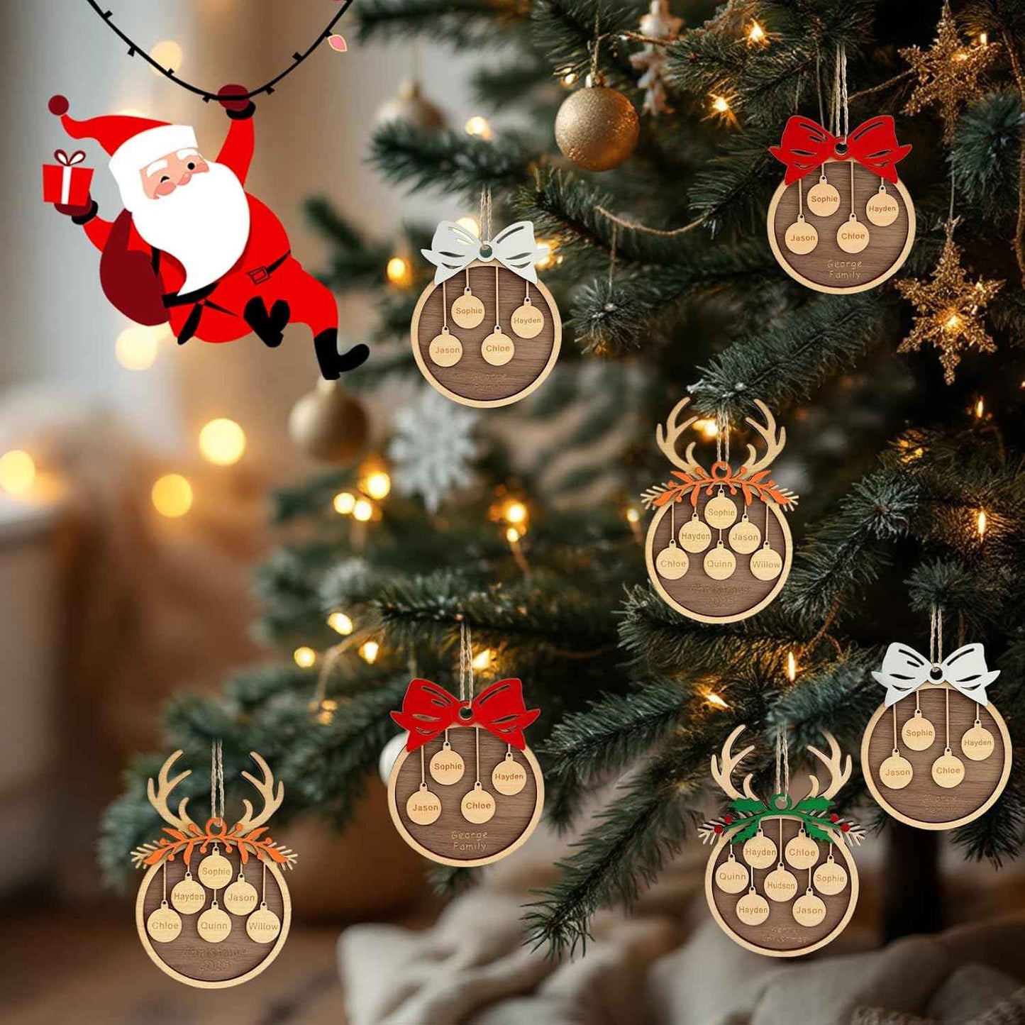 Personalized Christmas Ornaments with Family Names 2025 Custom Ornaments for Christmas Tree Personalized Xmas Ornament Gifts for Family (Style 1)