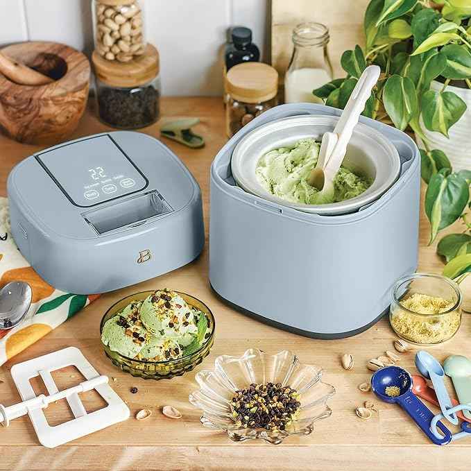1.5 Quart Ice Cream Maker with Touch Control Panel, Freezer Bowl Design, Compact Electric Machine for Homemade Frozen Desserts, Gelato & Sorbet (Cornflower Blue)