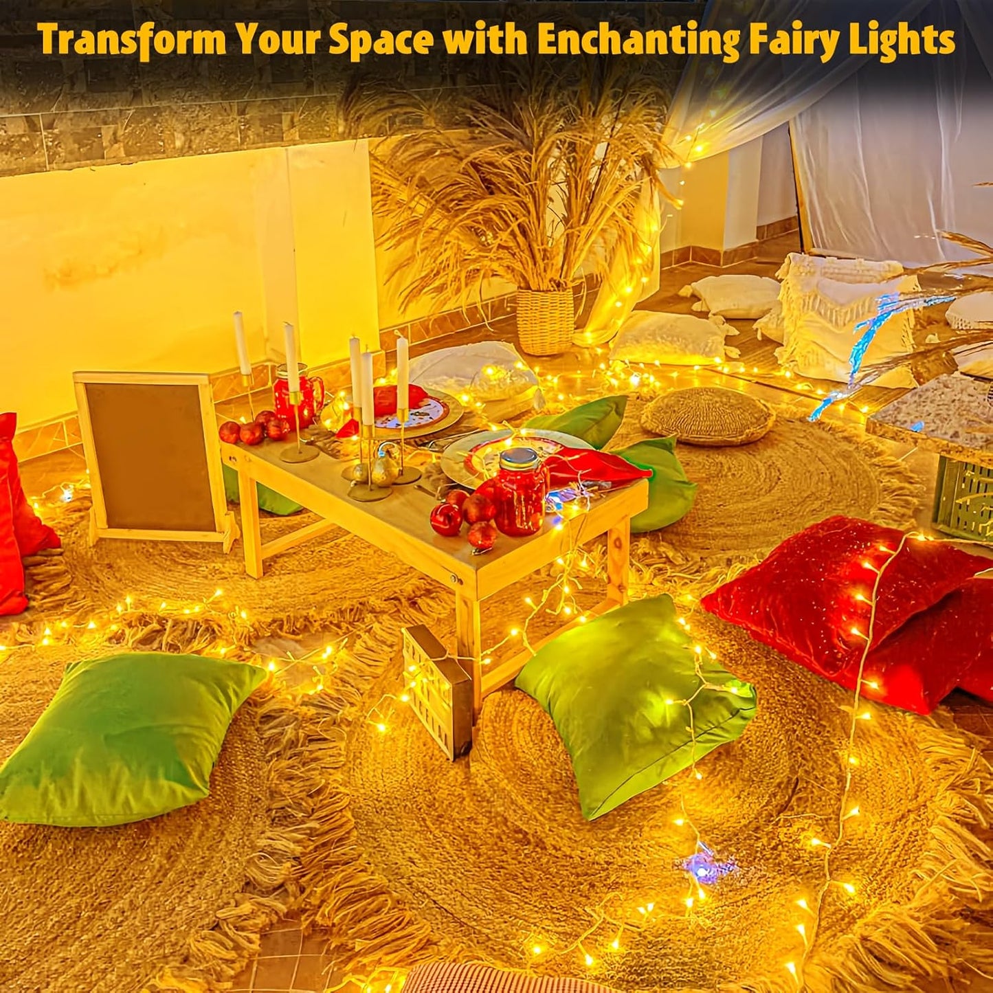 cshare String Lights Outdoor Waterproof 9.8ft 30 LED, Warm White Fairy Lights Battery Operated with Timer Clear Wire for Indoor & Outdoor Decorations Garland Party Garden