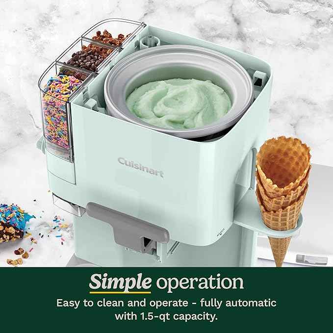 Cuisinart Soft Serve Ice Cream Machine- Mix It In Ice Cream Maker for Frozen Yogurt, Sorbet, Gelato, Drinks 1.5 Quart, Mint Green, ICE-48