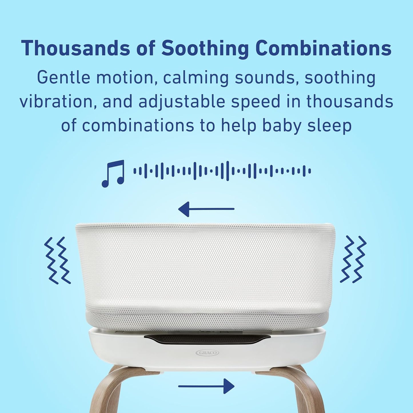 Graco SmartSense Soothing Baby Bassinet – Smart Newborn Bassinet Detects and Automatically Responds to Baby's Cries – for Newborn Babies to 6 Months