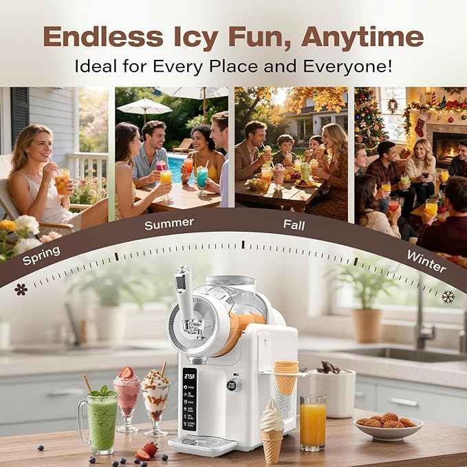 SYINTAO Slushie Machine No Ice Needed, 2-in-1 Frozen Drink & Soft Serve Ice Cream Maker, 75oz Self-Chilling Slushy Maker with 5 Presets, LED Display & Auto Clean for Home & Party (White)