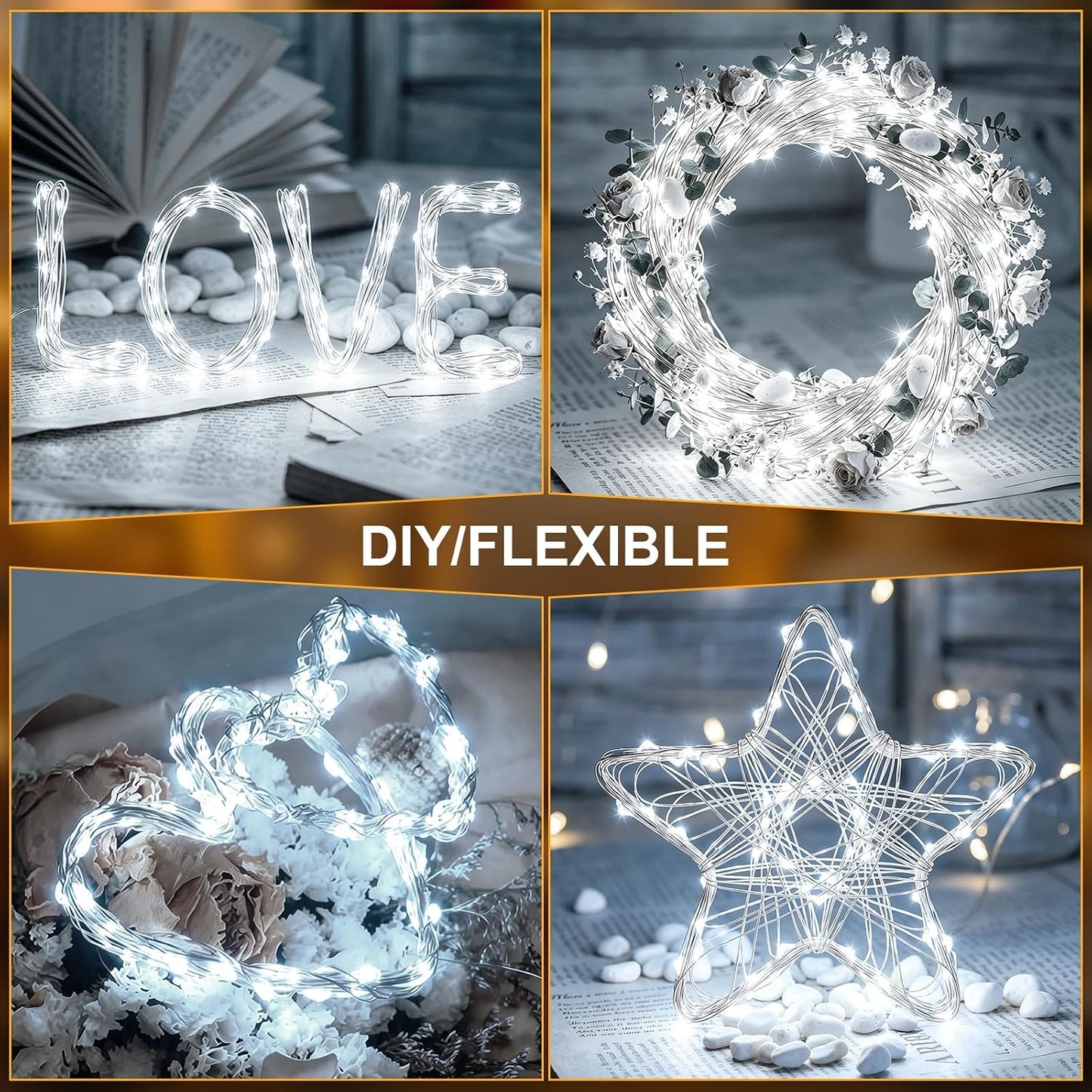 Solar String Lights 2 Pack Total 66FT 200LED Solar Fairy Lights Outdoor Waterproof 8 Lighting Modes Twinkle Lights for Patio, Garden Yard Party Wedding Tree Christmas Halloween Decoration, White
