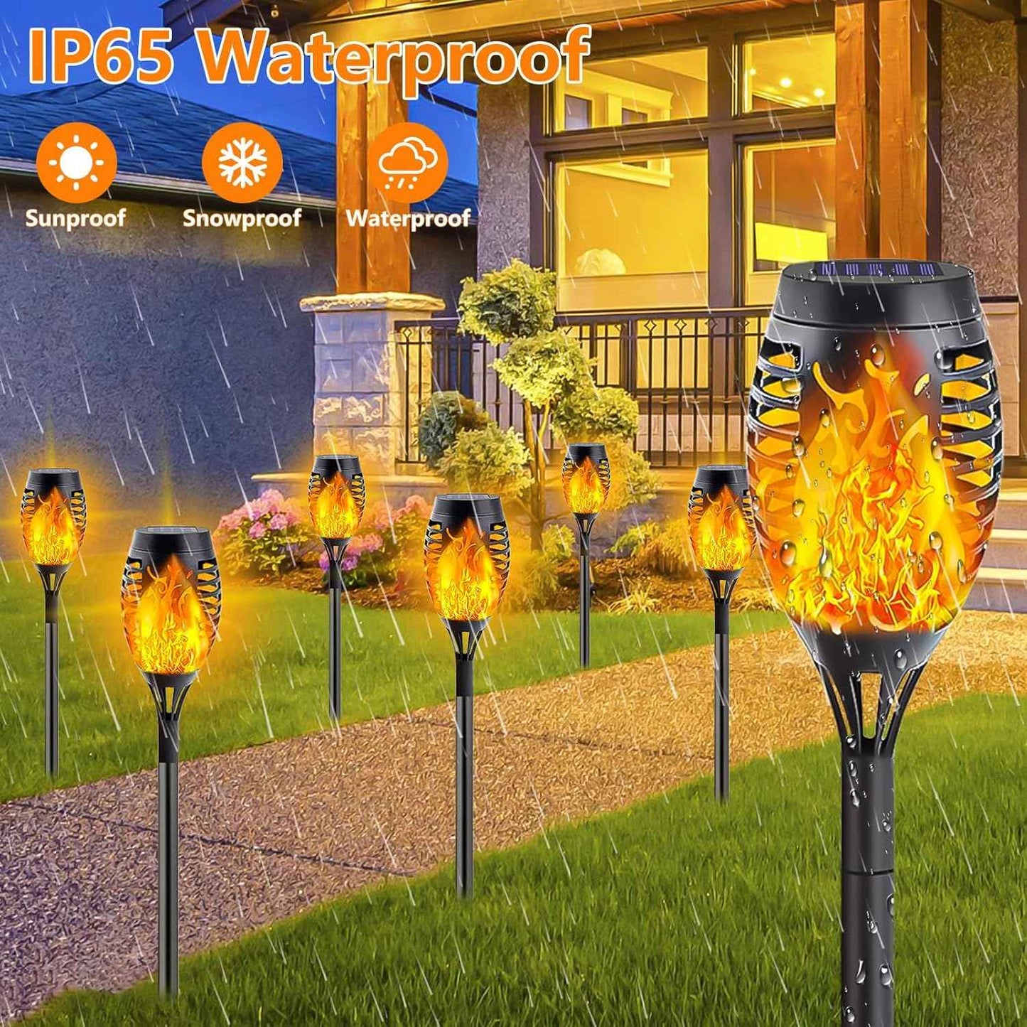 10Pack Solar Lights Outdoor, Mini Solar Torch Lights with Flickering Flame for Garden Decor, Solar Flame Lights Waterproof Solar Powered Outdoor Lights, Solar Tiki Torches for Pathway Patio Yard Porch