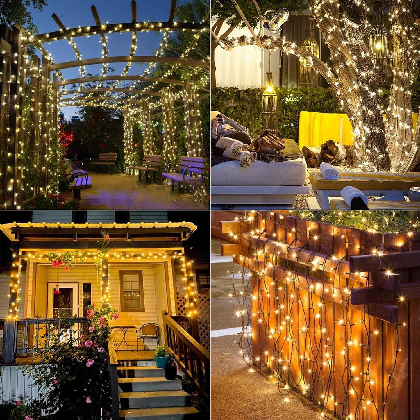 Upgraded 4 Pack 160FT 400 LED Solar Christmas Lights Outdoor Solar String Lights with 8 Lighting Modes Waterproof Solar Fairy Lights for Garden Yard Patio Christmas Tree Decoration (Warm White)