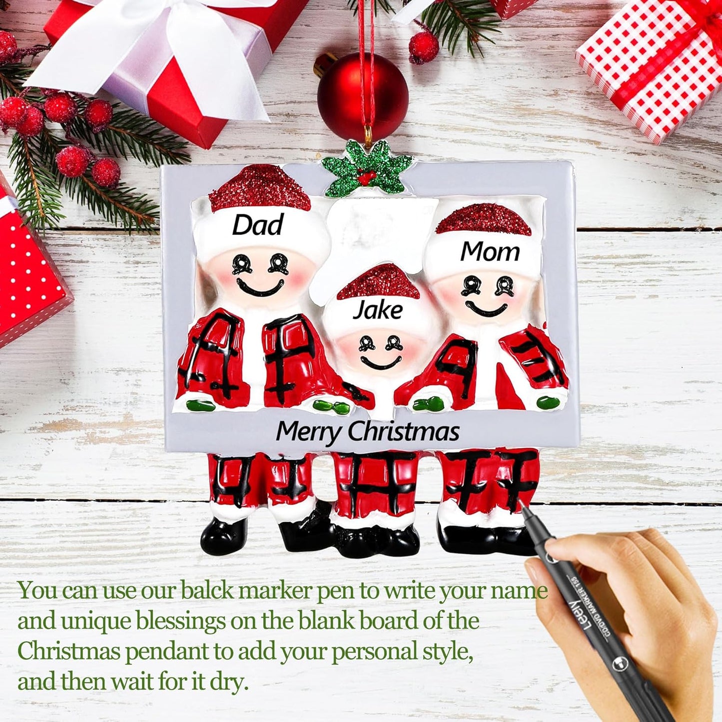 Personalized Christmas Ornaments 2025 Family of 2 Custom Christmas Ornament with Names Customized Ornaments for Xmas Tree,Handcrafted Christmas Decoration Gifts for Home Decor (Family of 4)