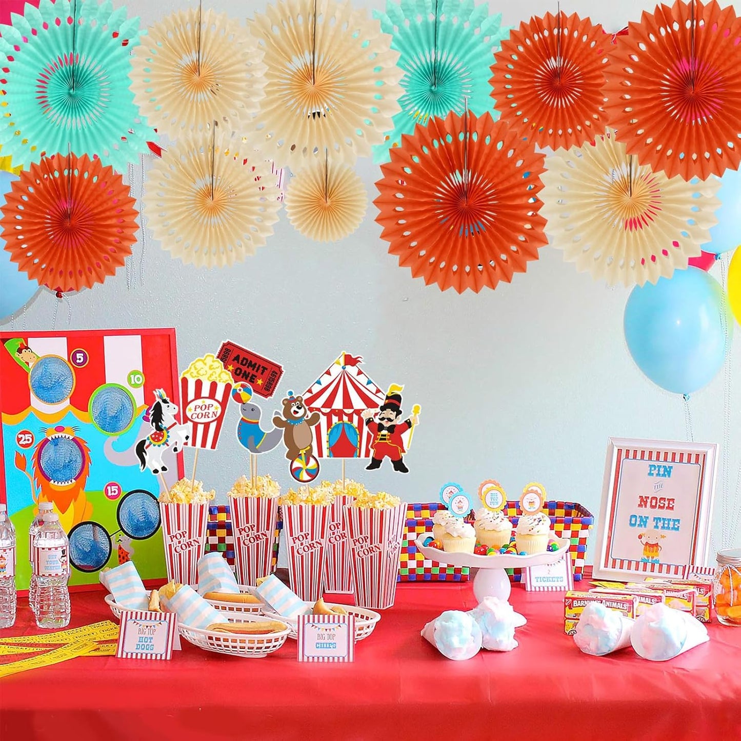 BEISHIDA Orange Blue White Hanging Honeycomb Round Paper Fans Decoration Cream Theme Tissue Paper Fan Garland for Baby Shower Kid Birthday Graduation Wedding Party Supplies（11packs）