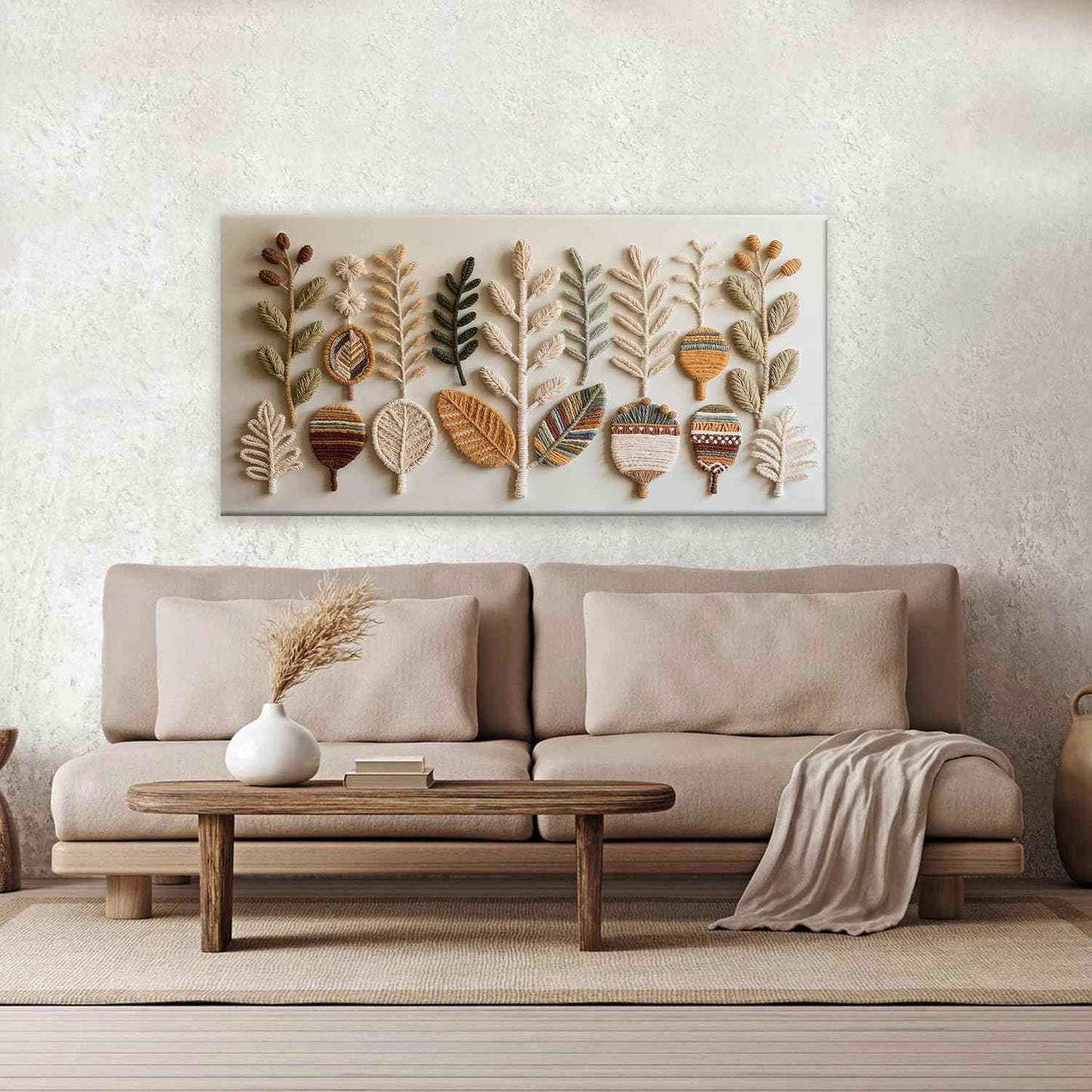 Tsomzxng Canvas Art Wall Decor Print Modern Boho Wall Art Prints Minimalist Paintings White Wall Art Pictures For Bedroom Kitchen Office Home Artwork 20" X 40" Ready To Hang （Printed Decorations）