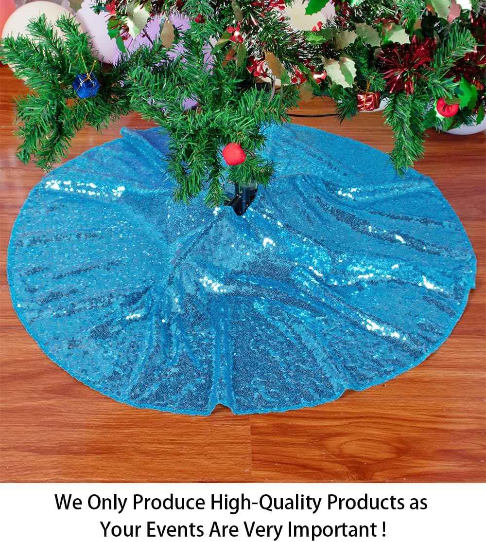 ShinyBeauty Christmas Tree Skirt Shimmer Tree Skirt Sequin Tree Skirt for Christmas Decoration -1114S (36Inch, Turquoise)