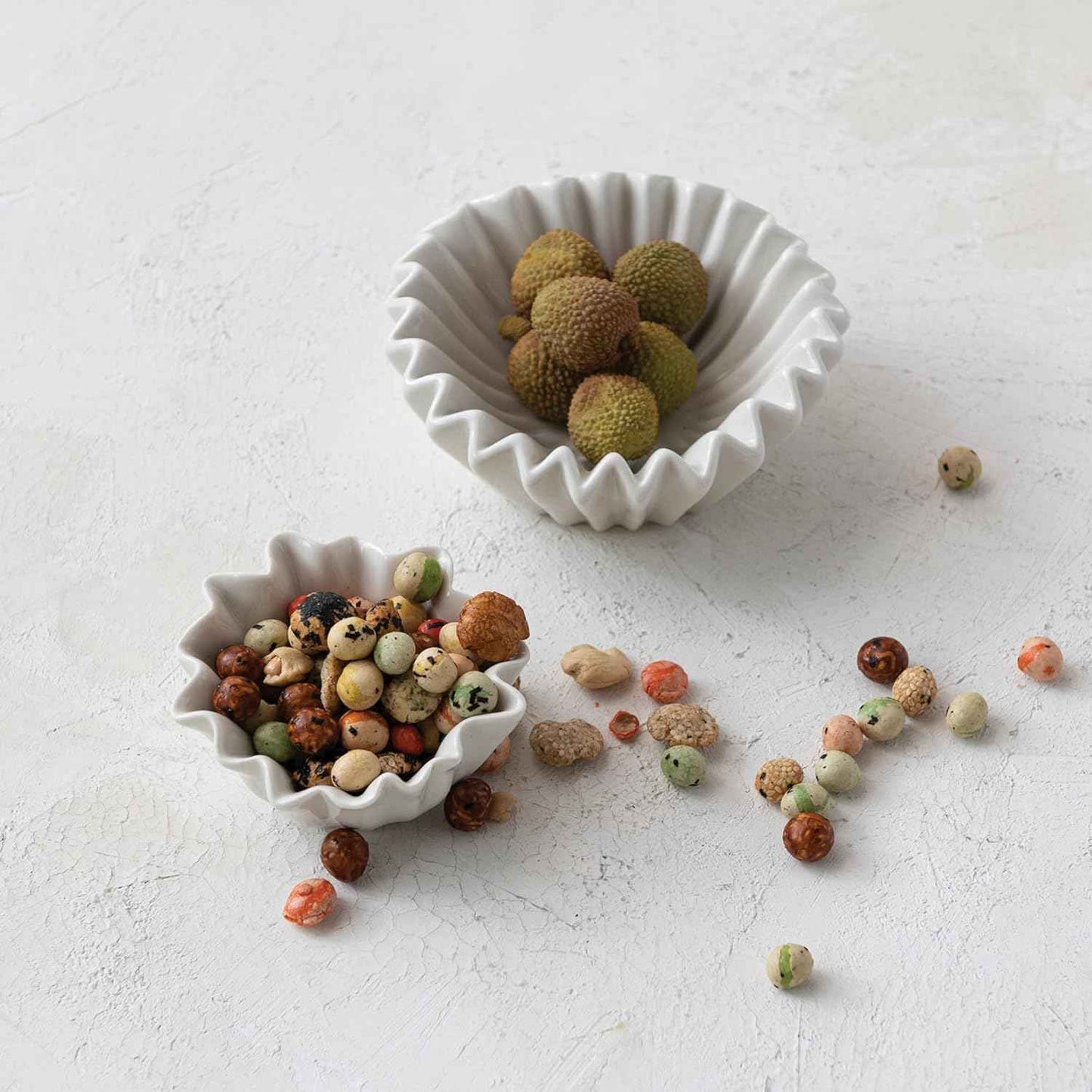 Fluted Stoneware Bowl, White