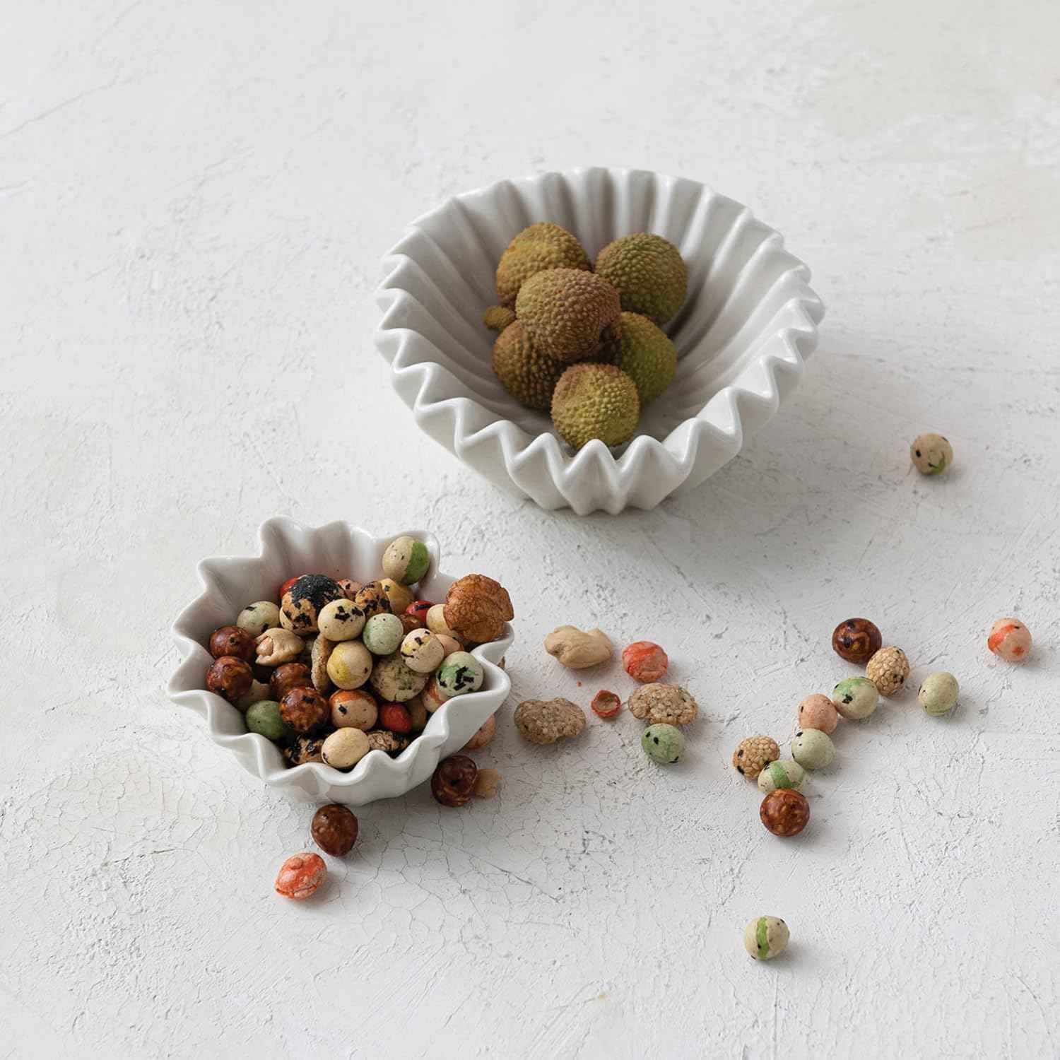 Fluted Stoneware Bowl, White