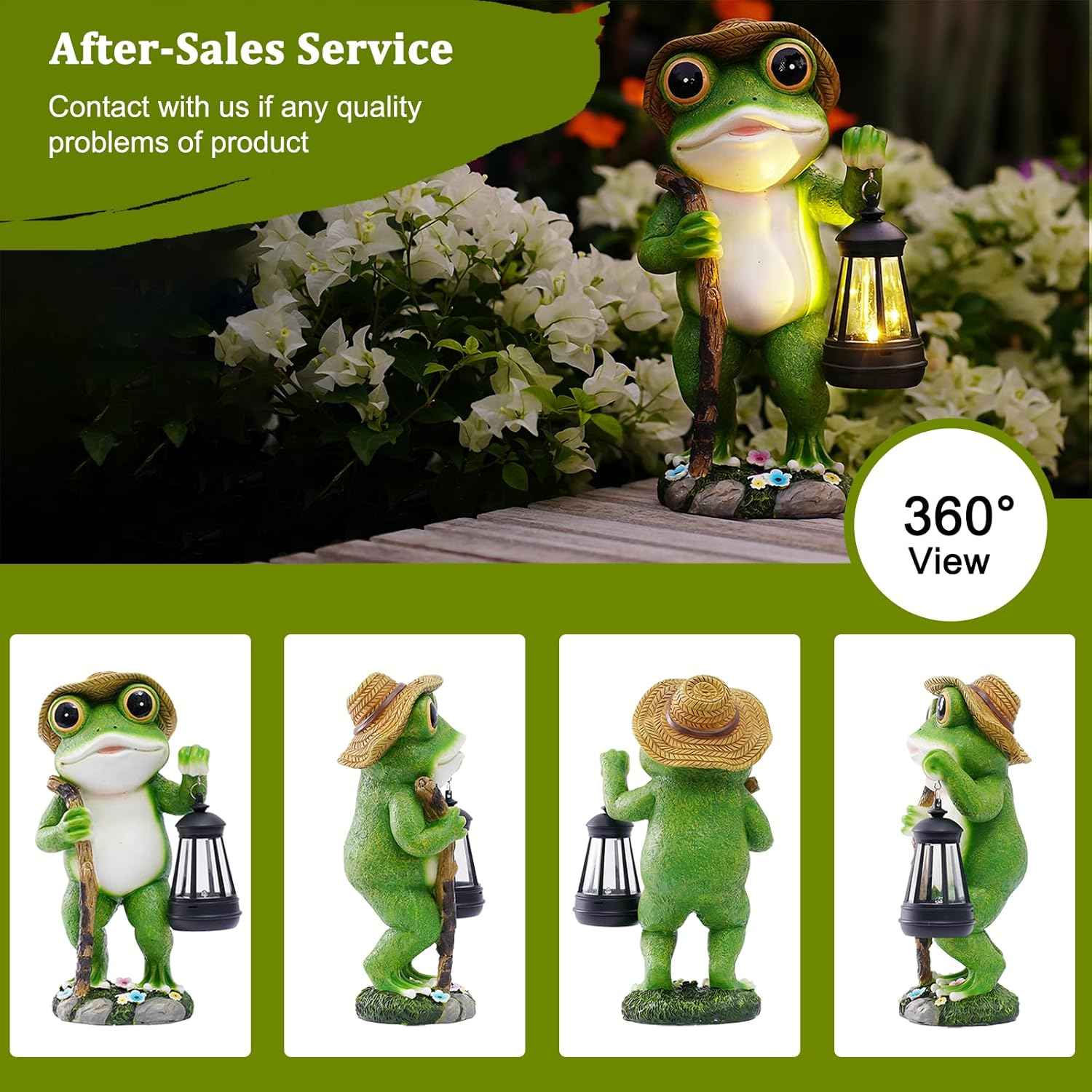 twinbling Solar Frog Garden Decor with Lantern Outdoor Statue for Patio Pathway Frog Figurine for Yard Decoration Lawn Ornament Gardening Gifts for Women Mom Grandma