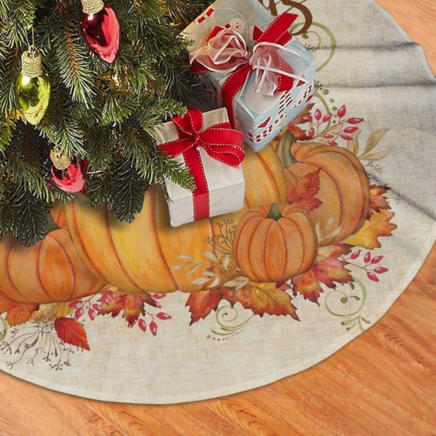 Christmas Tree Skirt,Fall Blessings Xmas Tree Skirt Rustic Farmhouse Tree Skirt for Christmas Decor Xmas Holiday Home Party Decorations30