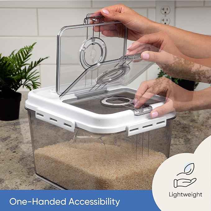 Chef's Path Extra Large Airtight Rice Storage Container with Measuring Cup, Pack of 1, 8 L Capacity, Kitchen and Pantry Canister for Rice, Flour, Sugar, and Baking Supplies