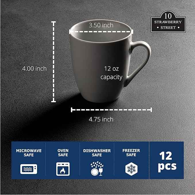 10 Strawberry Street 12 oz Catering Mug Set of 12