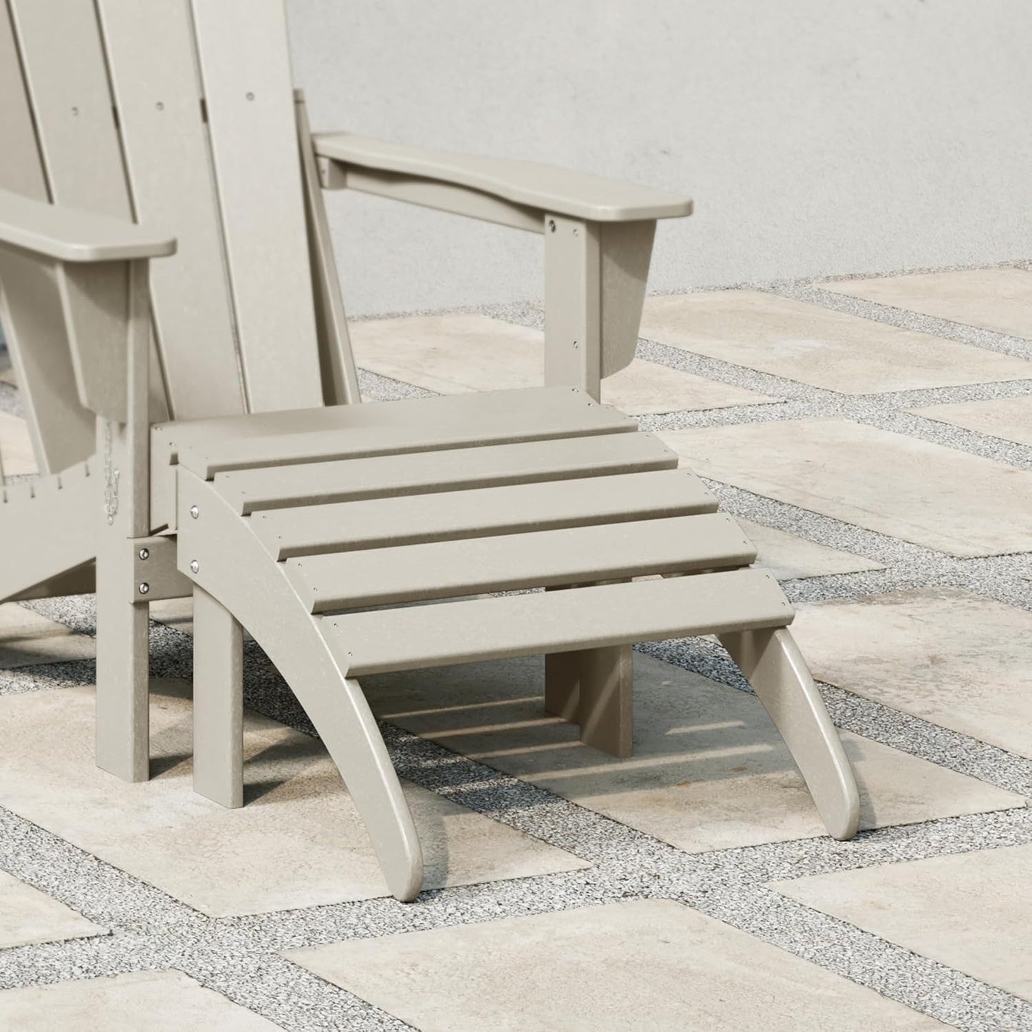 WestinTrends Outdoor Ottoman, Patio Adirondack Ottoman Foot Rest, All Weather Poly Lumber Folding Foot Stool for Adirondack Chair, Widely Used for Outside Porch Pool Lawn Backyard, Sand