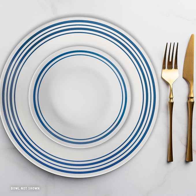 Corelle Vitrelle 18 Piece Glass Dinnerware Sets Service for 6, Triple Layer Chip & Crack Resistant Glass Plate and Bowl Sets, Laila