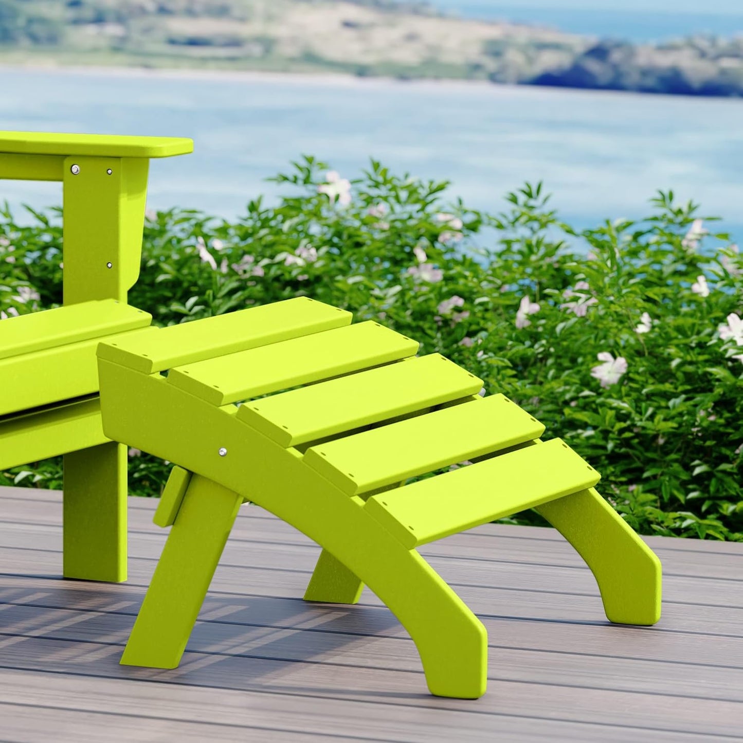 WestinTrends Dylan Outdoor Patio HDPE Adirondack Ottoman Footrest, Lime