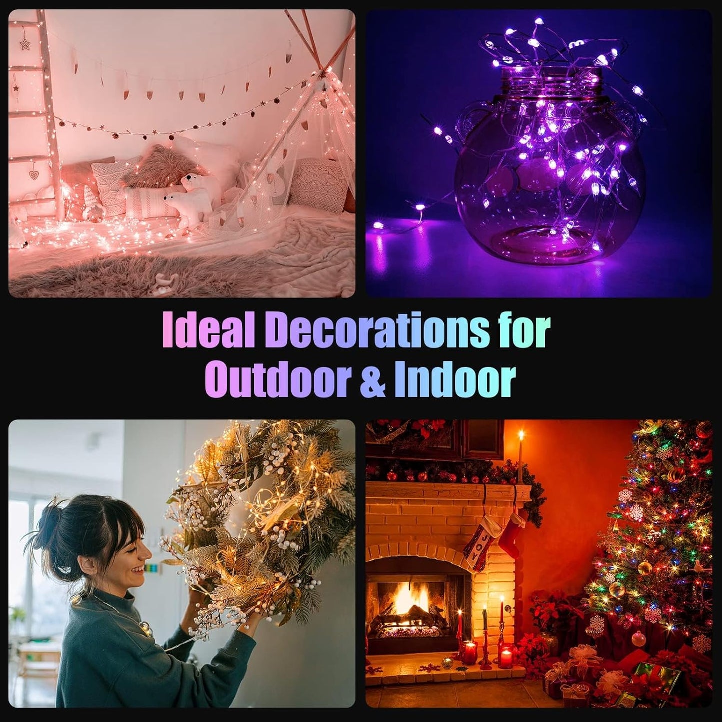 Dazzle Bright Color Changing Fairy Lights Battery Operated, 2 Pack Total 40FT 120LED Silver Copper Wire RGB String Lights with Remote, Waterproof Christmas Decorations for Indoor Outdoor Party Decor