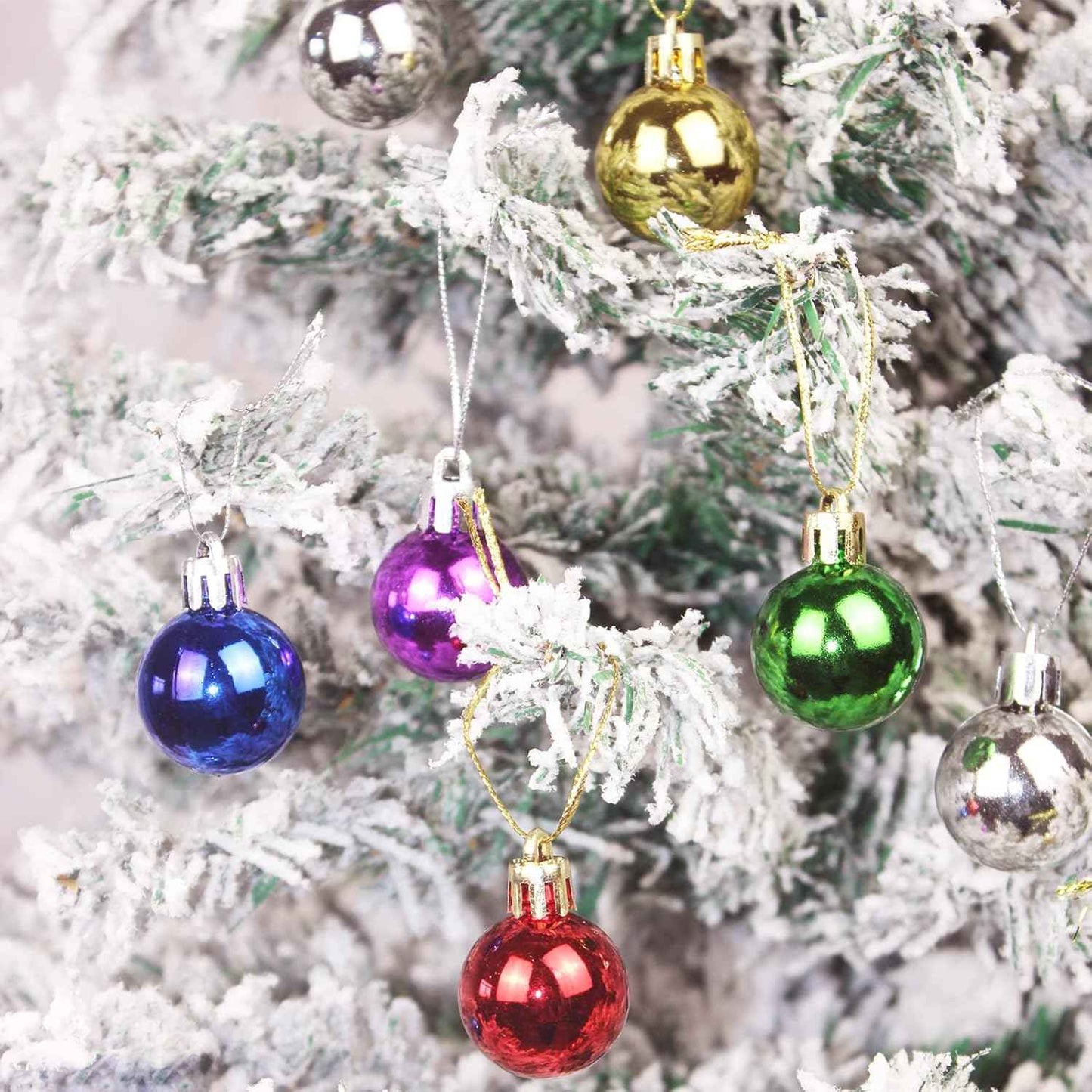 144 PCS/1.18 inch Christmas Tree Ornaments, Christmas Ball Decoration Set Color Mixing（Red Green Gold Blue Purple Silver） Christmas Ball Shatterproof Hanging Tree Ornament Set