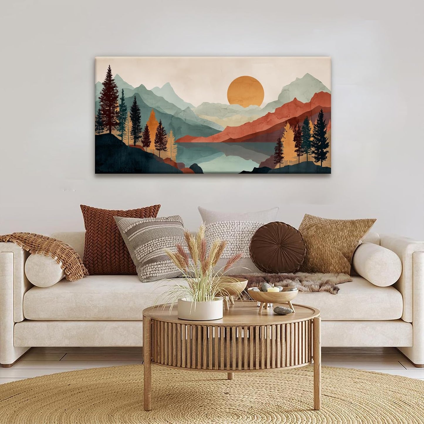 Tsomzxng Mountain Boho Wall Art For Bedroom Artwork Abstract Mountain Forest Landscapes Colorful Wall Art Painting Canvas Art Wall Decor Prints Ready To Hang Wall Pictures Home Wall Decor 20×40 Inch