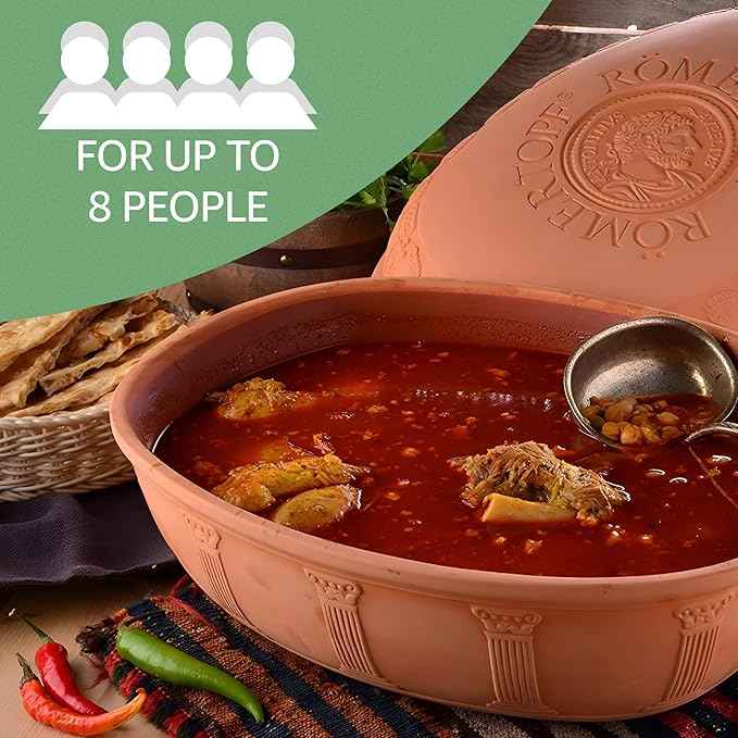Romertopf Clay Roaster | Non-Stick Dutch Oven | Healthy Pot Cooking | Clay Baker | Versatile Cooking Vessel - 7.3 Quarts (7 Liters) For Up To 8 People
