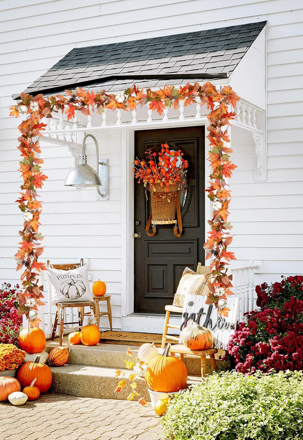 Lvydec Fall Maple Garland - 5.9ft/Piece Artificial Fall Foliage Garland Colorful Autumn Decor for Home Wedding Party