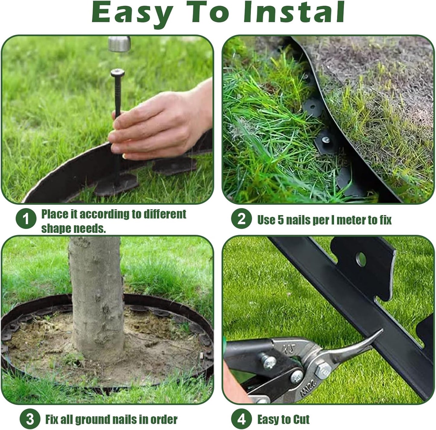 4 in Tall Landscape Edging, 20FT Plastic Garden Border Edging with 30 Anchoring Spikes, Landscape Edging Kit for Garden, Flower Beds and Lawn (Black, 4In x 20FT)