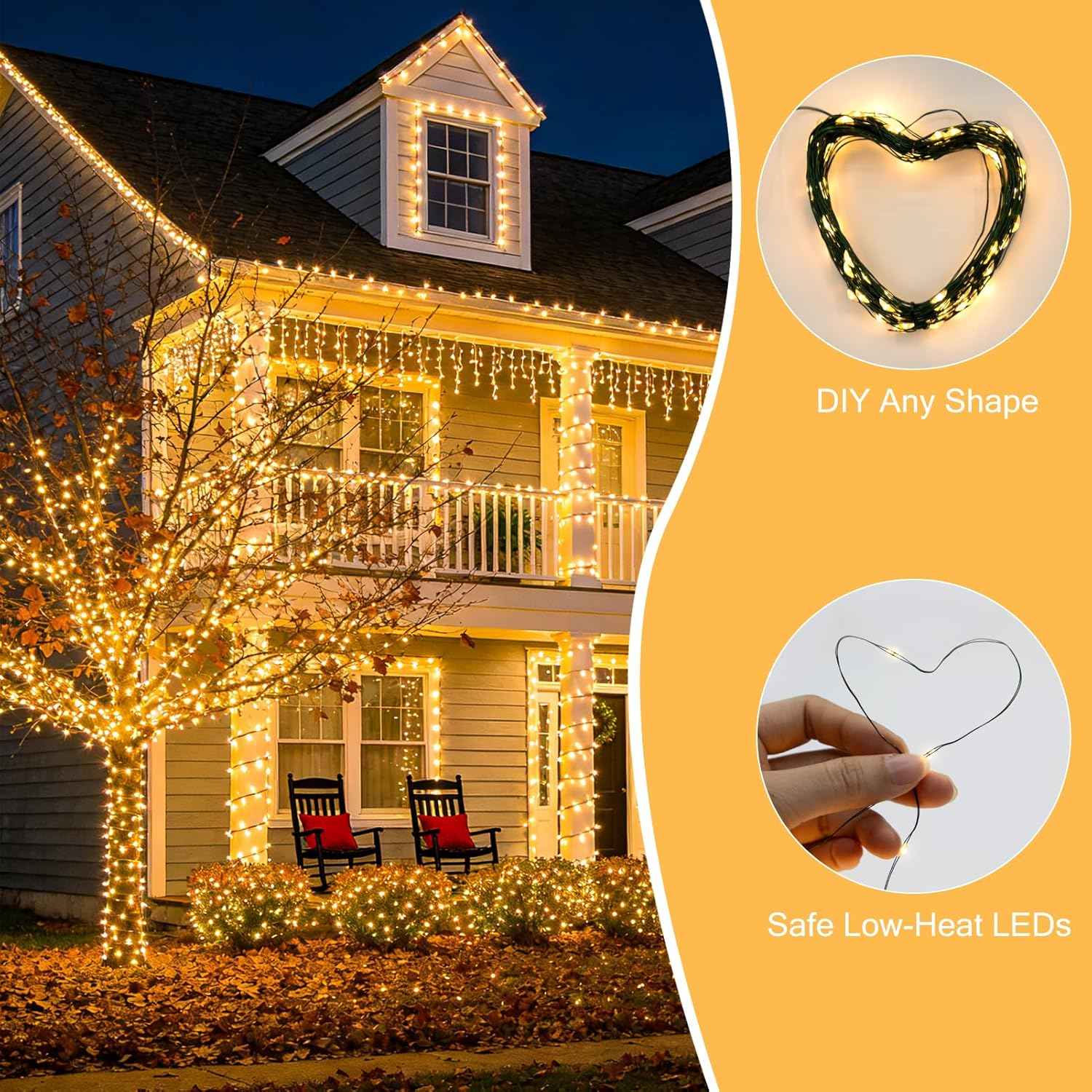 4 Pack Solar Fairy Lights Outdoor, 131ft 400 LED Solar String Lights Outdoor Waterproof with 8 Modes, Green Wire Twinkle Lights for Outside Christmas Garden Party Decorations (Warm White)
