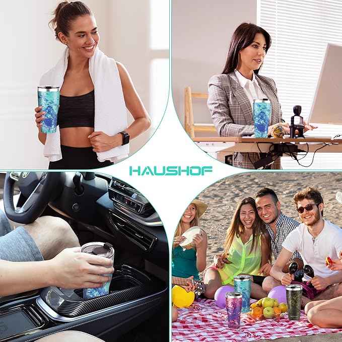 HAUSHOF 20 oz Tumbler, Stainless Steel Vacuum Coffee Tumbler, Durable Insulated Tumbler Cups for Hot and Cold Drinks, Portable Water Tumbler with Lid for Office, Camping, Sports