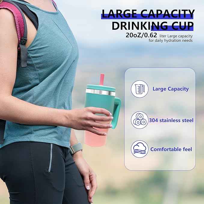 2PCS 20-OZ Insulated Water Bottle,Insulated Stainless Steel Tumbler,Reusable Cold Drink Thermos,BPA-Free, Double-Wall Stainless Steel Water Bottle (Pink Blue Gradients, 20, Fluid Ounces)