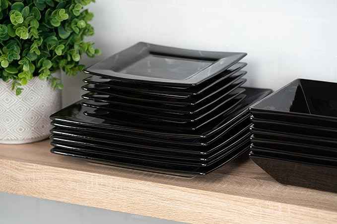 10 Strawberry Street Nova Square 30 pc Dinnerware Set, Black