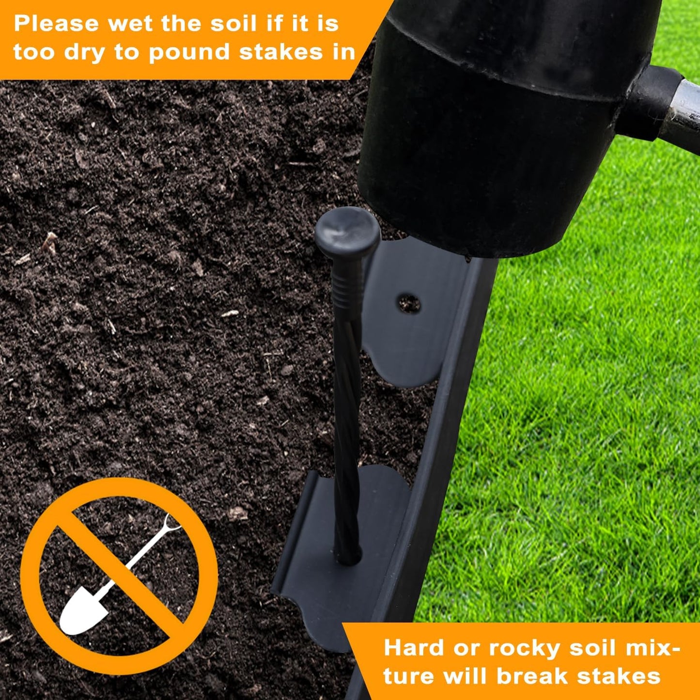 Hugeleaf Landscape Edging 2 Inch Tall, 30 Feet Garden Edging Border with 30pcs Stakes, Plastic Edging for Landscaping,Lawn,Flower Beds, Paver Edging (Black)